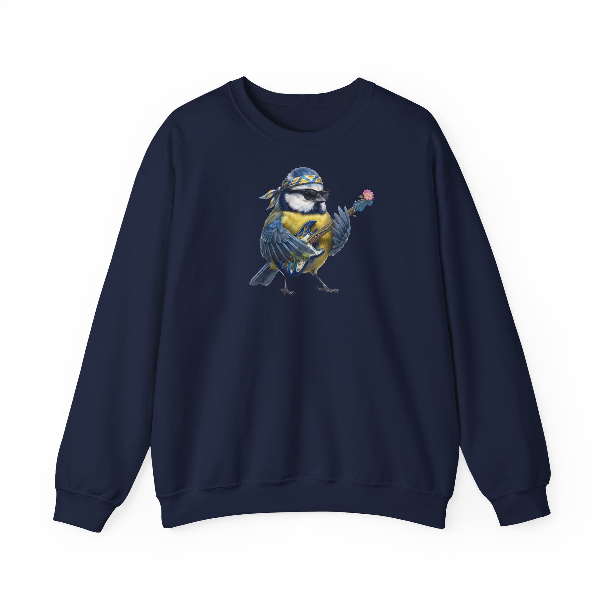 Bert Blaumeise Blumen-Gitarre Sweatshirt – Die Gartenvögel Band 2 Merch (Unisex)