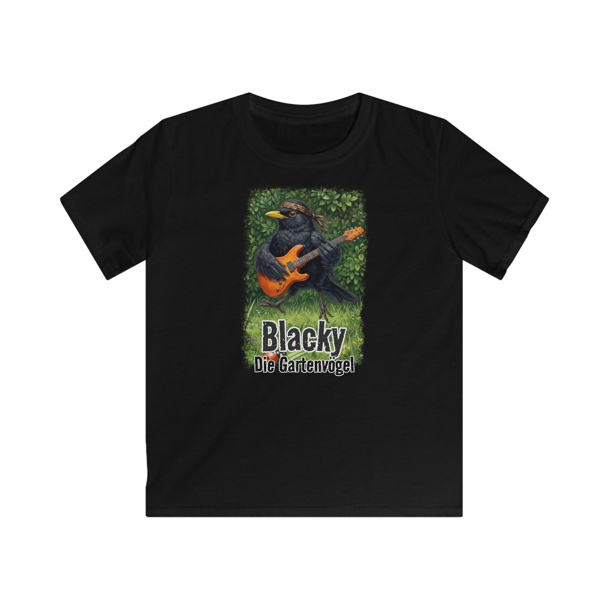 Blacky Amsel springt aus der Hecke (Vintage-Grunge) – Premium Kinder T-Shirt | Die Gartenvögel