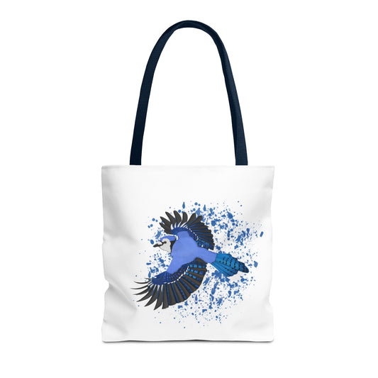 Blauhäher Tragetasche 40x40cm Vogel Tasche Weiß für Vogelbeobachter