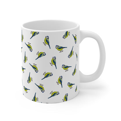 Blaumeise Tasse mit Streumuster | Vogelmotiv Kaffeebecher für Vogelbeobachter & Naturfreunde