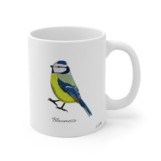 Blaumeise Vogel Tasse Weiß für Vogelbeobachter