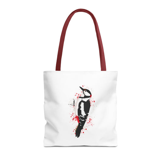 Buntspecht Tragetasche 40x40cm Vogel Tasche Weiß für Vogelbeobachter