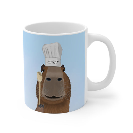Capybara als Küchenchef mit Kochlöffel Lustige Tasse