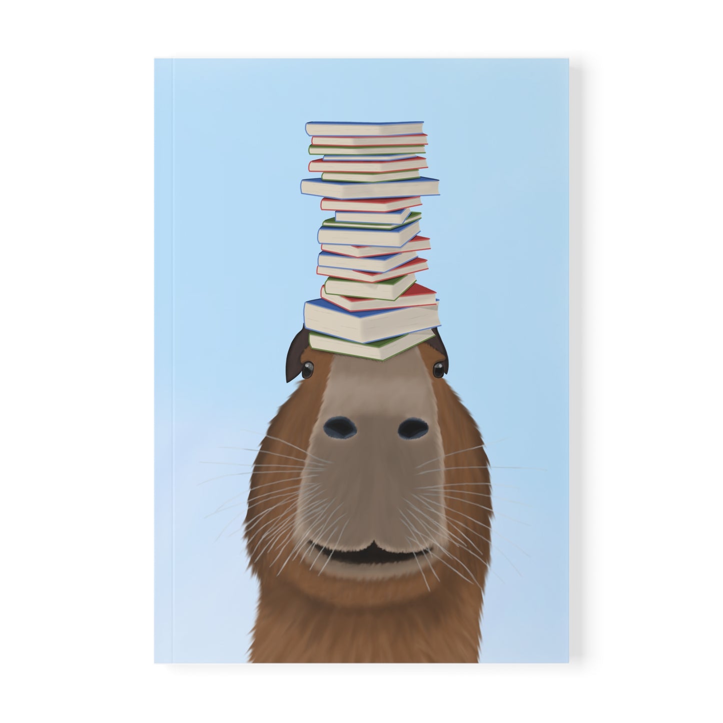 Capybara mit Büchern A5 Softcover Notizbuch 150 Seiten Liniert