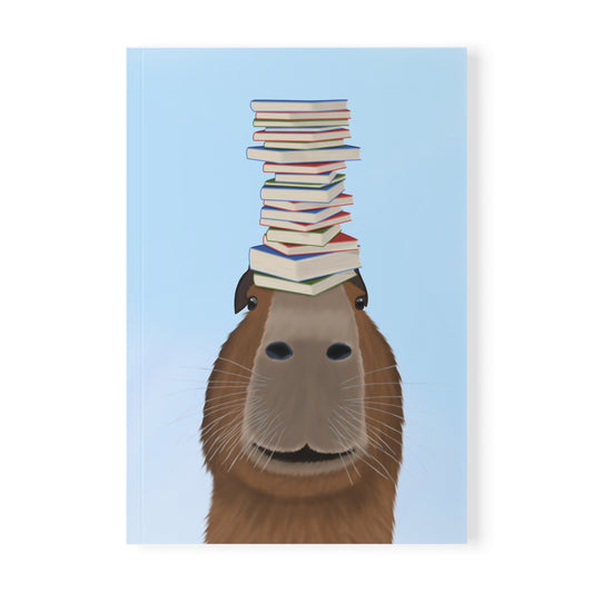 Capybara mit Büchern A5 Softcover Notizbuch 150 Seiten Liniert
