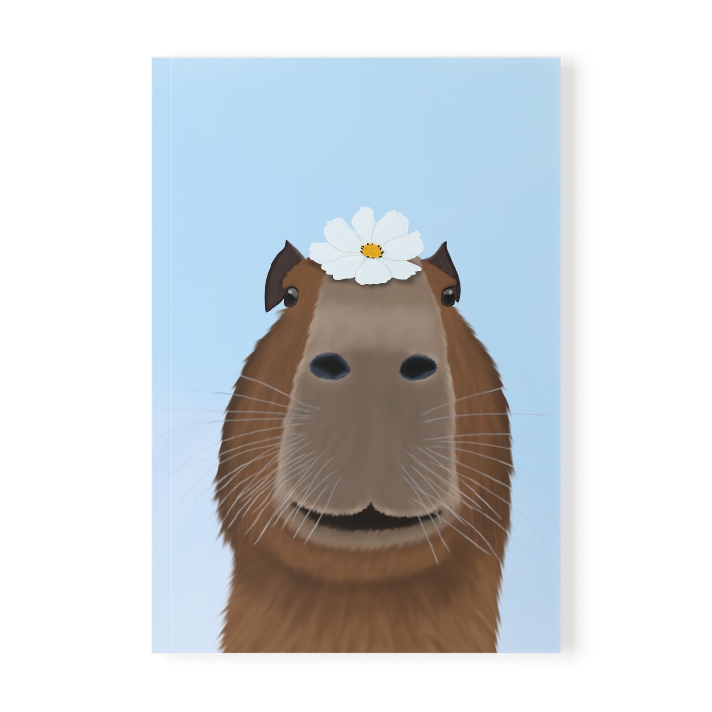 Capybara mit Blume A5 Softcover Notizbuch 150 Seiten Liniert