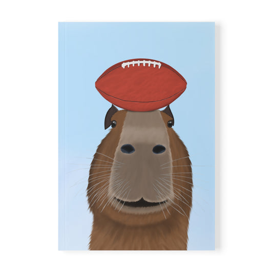 Capybara mit Football A5 Softcover Notizbuch 150 Seiten Liniert