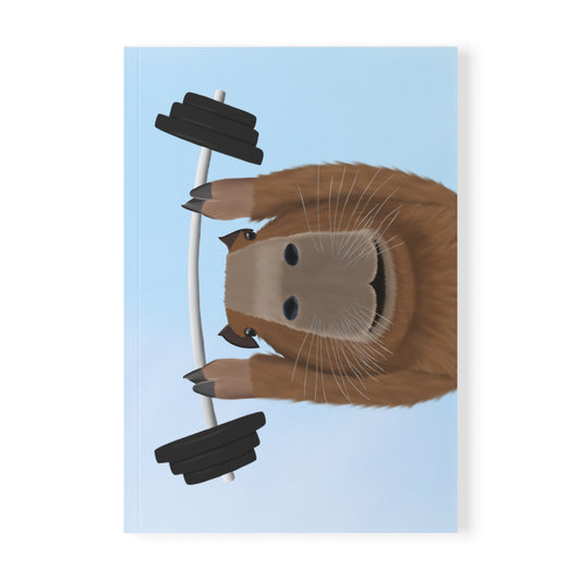 Capybara mit Hantel Gym Workout A5 Vogel Softcover Notizbuch 150 Seiten Liniert