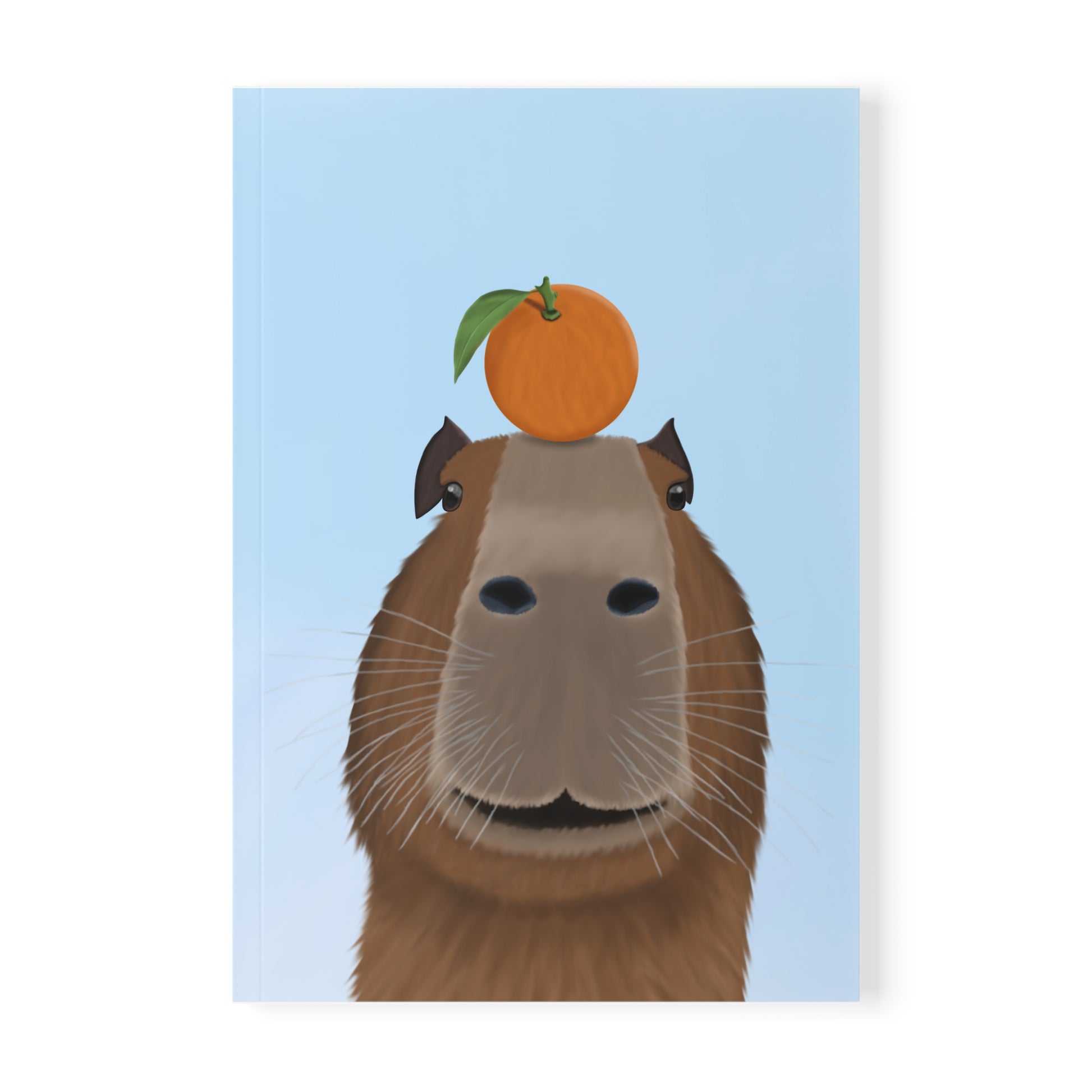 Capybara mit Orange A5 Softcover Notizbuch 150 Seiten Liniert