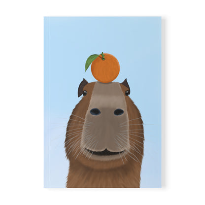 Capybara mit Orange A5 Softcover Notizbuch 150 Seiten Liniert