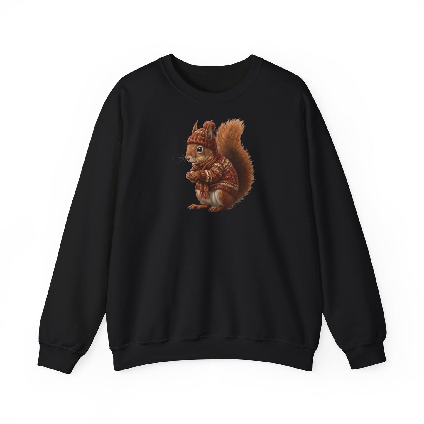 Eichhörnchen in Strick Weihnachts-Sweatshirt | Unisex Tiermotiv Sweater für Tierfreunde & Tierbeobachter
