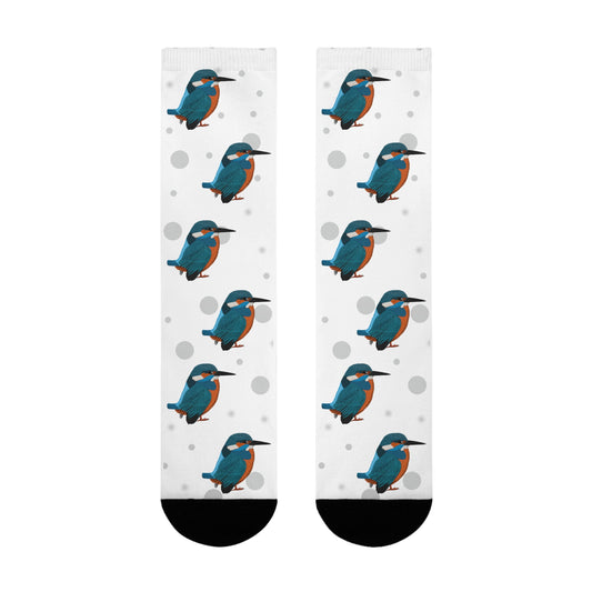 Eisvogel Socken Vogelsocken Weiß mit Grauen Punkten