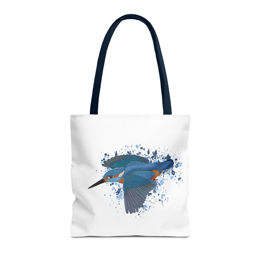 Eisvogel Tragetasche 40x40cm Vogel Tasche Weiß für Vogelbeobachter