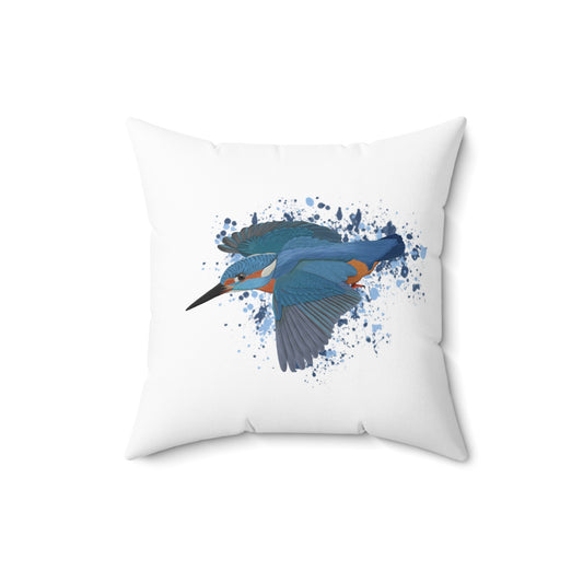 Eisvogel Vogel Kissen Weiß mit Blauen Punkten für Vogelfreund Vogelbeobachter