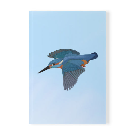Eisvogel im Flug A5 Vogel Softcover Notizbuch 150 Seiten Liniert