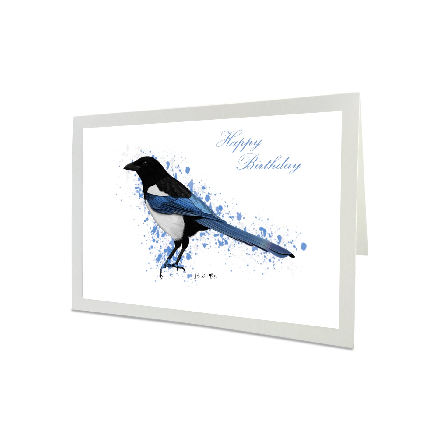 Geburtstagskarte Elster Vogel Illustration Glückwunschkarte zum Geburtstag Happy Birthday mit Umschlag