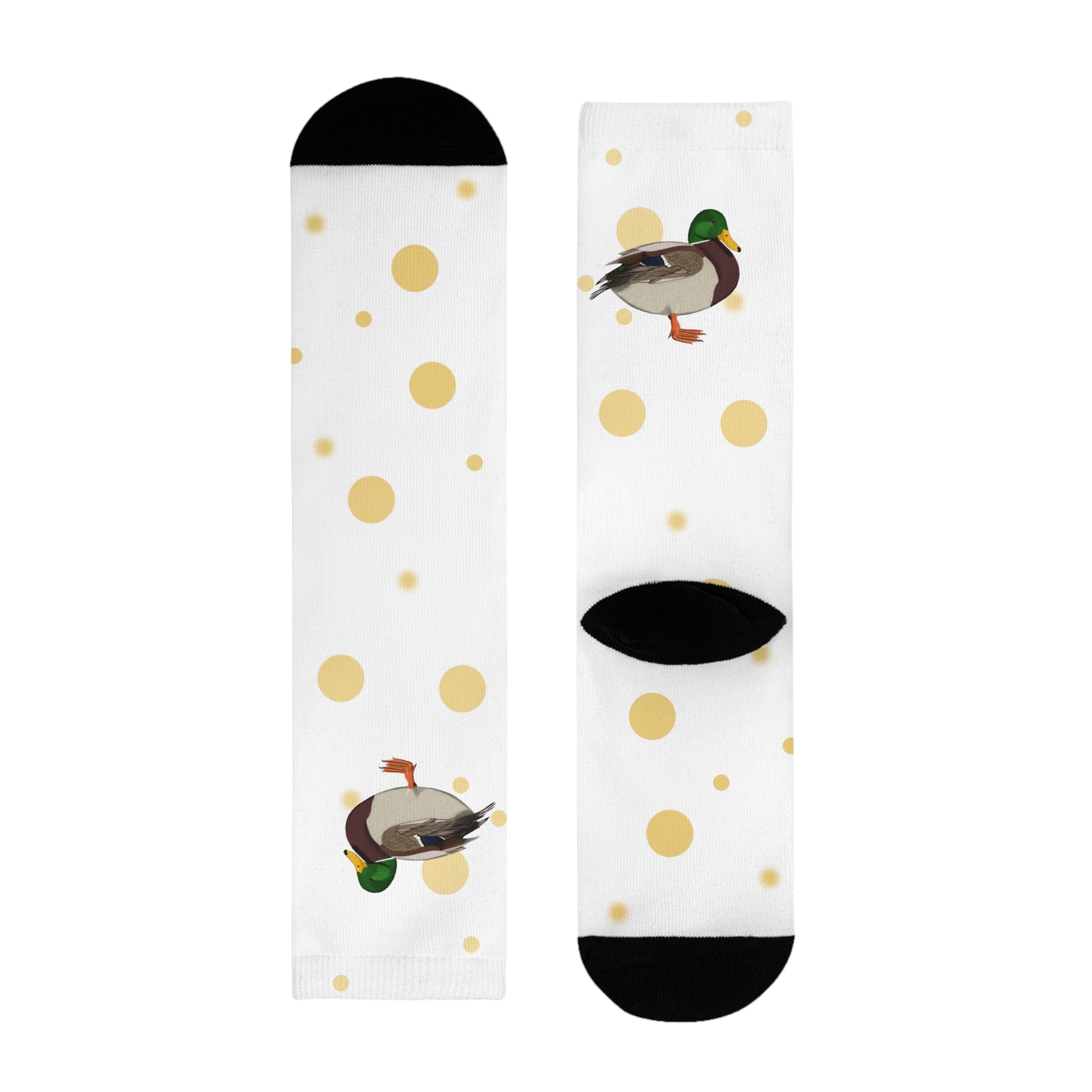 Ente Vogel Socken mit Goldenen Punkten für Vogelfreunde & Vogelbeobachter Weiß