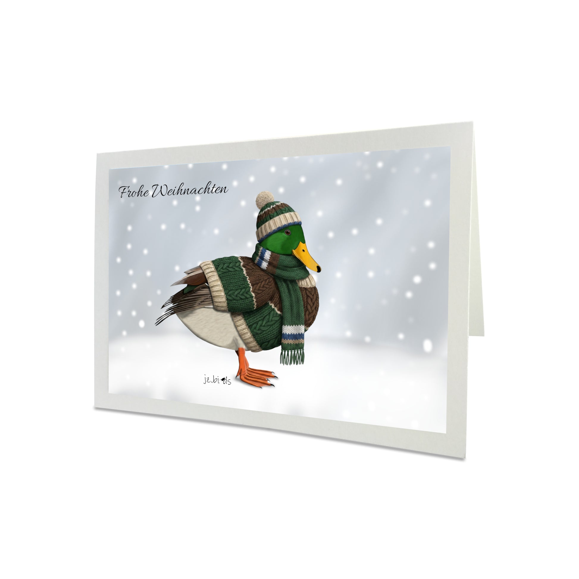 Ente mit Strickpullover Weihnachtskarte Frohe Weihnachten Inklusive Umschlag