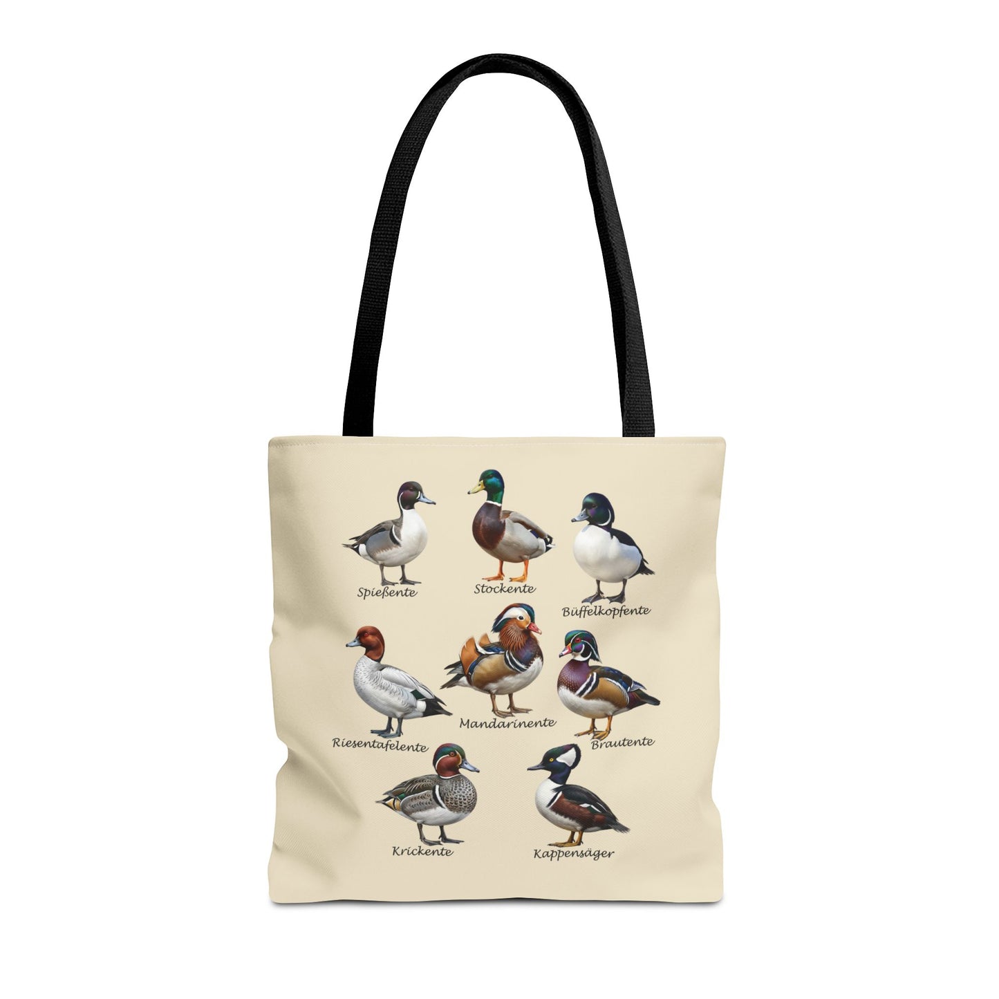 Enten-Arten Vogelkunde Stofftasche in Pergament-Beige | Shopper & Geschenk für Vogelbeobachter