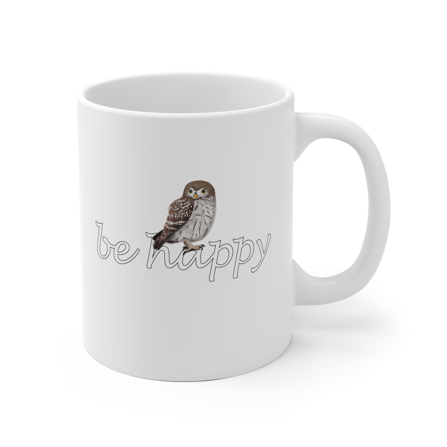 Eule Be Happy Vogel Tasse für Vogelfreunde