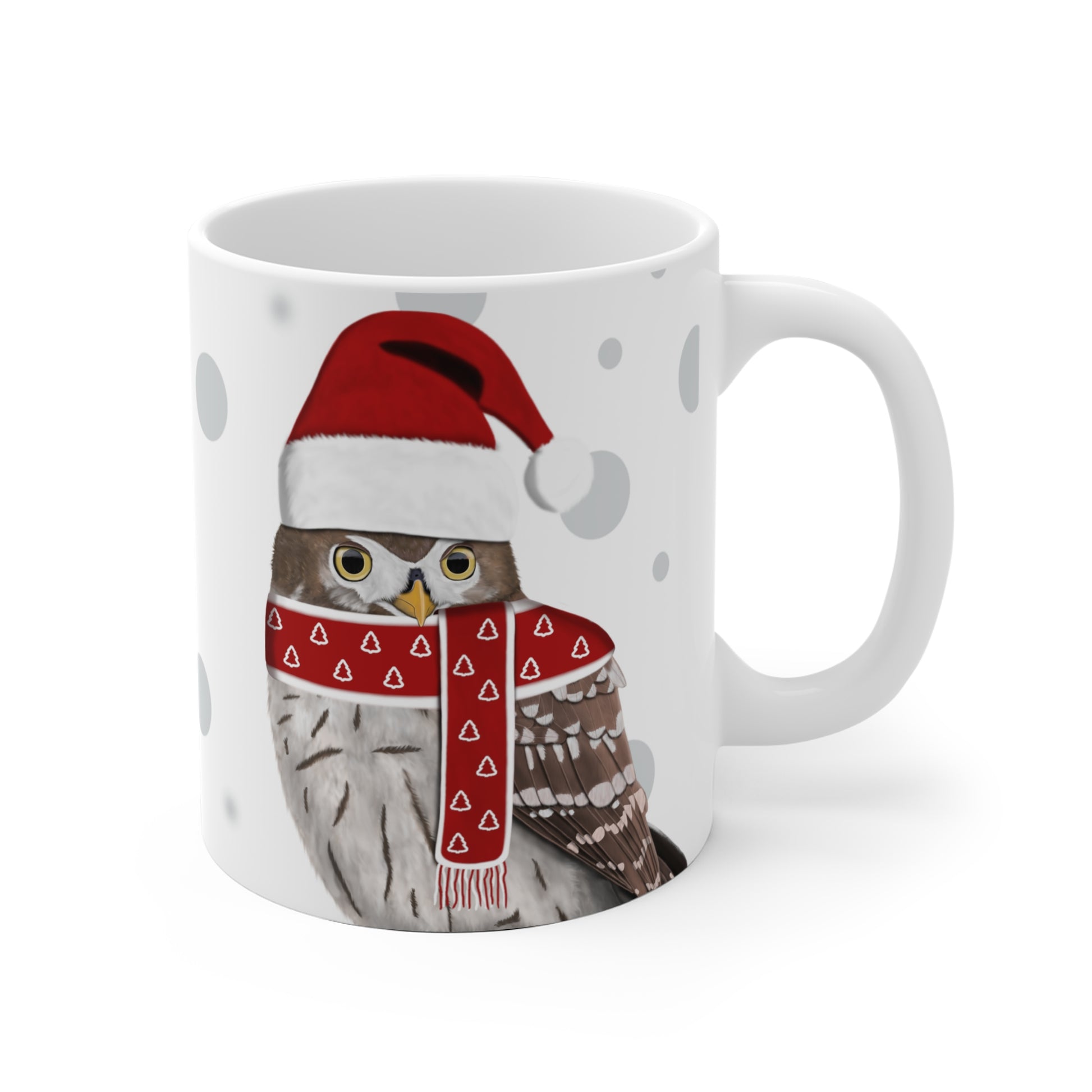 Eule als Weihnachtsmann Vogel Tasse