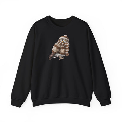 Eule in Strick Weihnachts-Sweatshirt | Unisex Vogel Sweater für Vogelfreunde & Vogelbeobachter