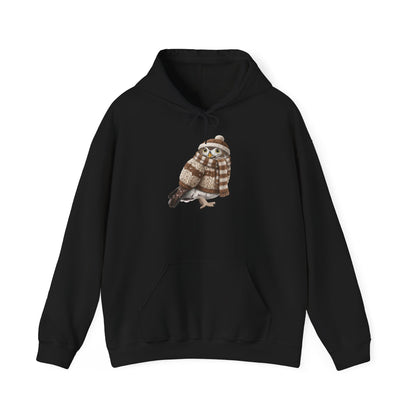 Eule mit Strickmütze Hoodie - Vogel Kapuzenpullover für Vogelbeobachter & Naturliebhaber mit Vogelmotiv