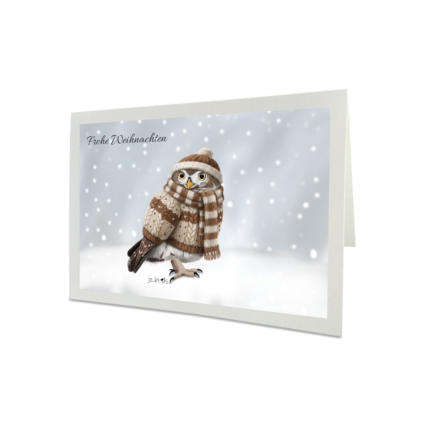 Eule mit Strickpullover Weihnachtskarte Frohe Weihnachten Inklusive Umschlag