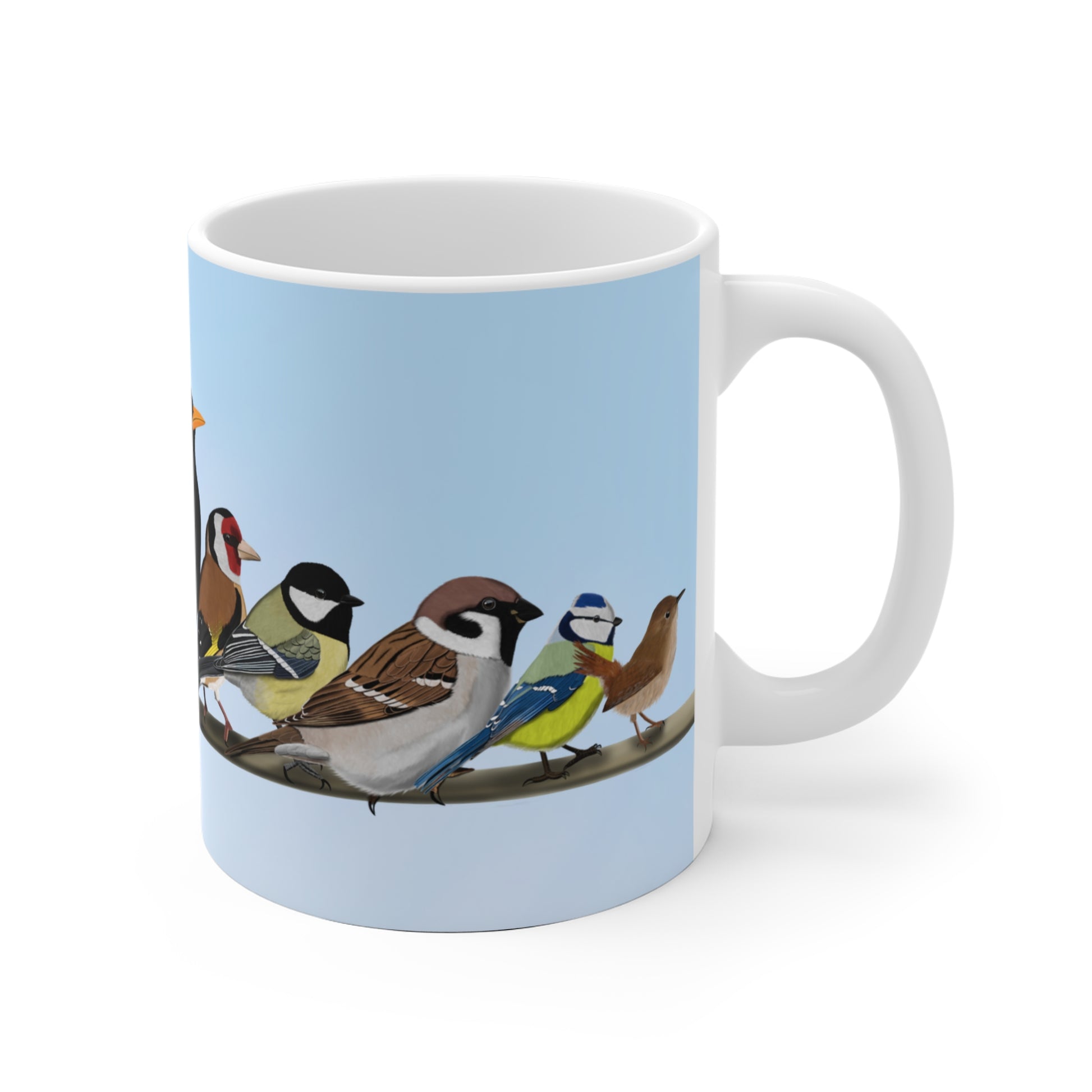 Gartenvögel Amsel Rotkehlchen Blaumeise Zaunkönig Vogel Tasse