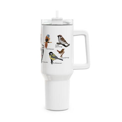 Gartenvögel Amsel Rotkehlchen Buntspecht Thermo-Tumbler 40oz (1,2L) – Edelstahl Isolierbecher für Vogelbeobachter