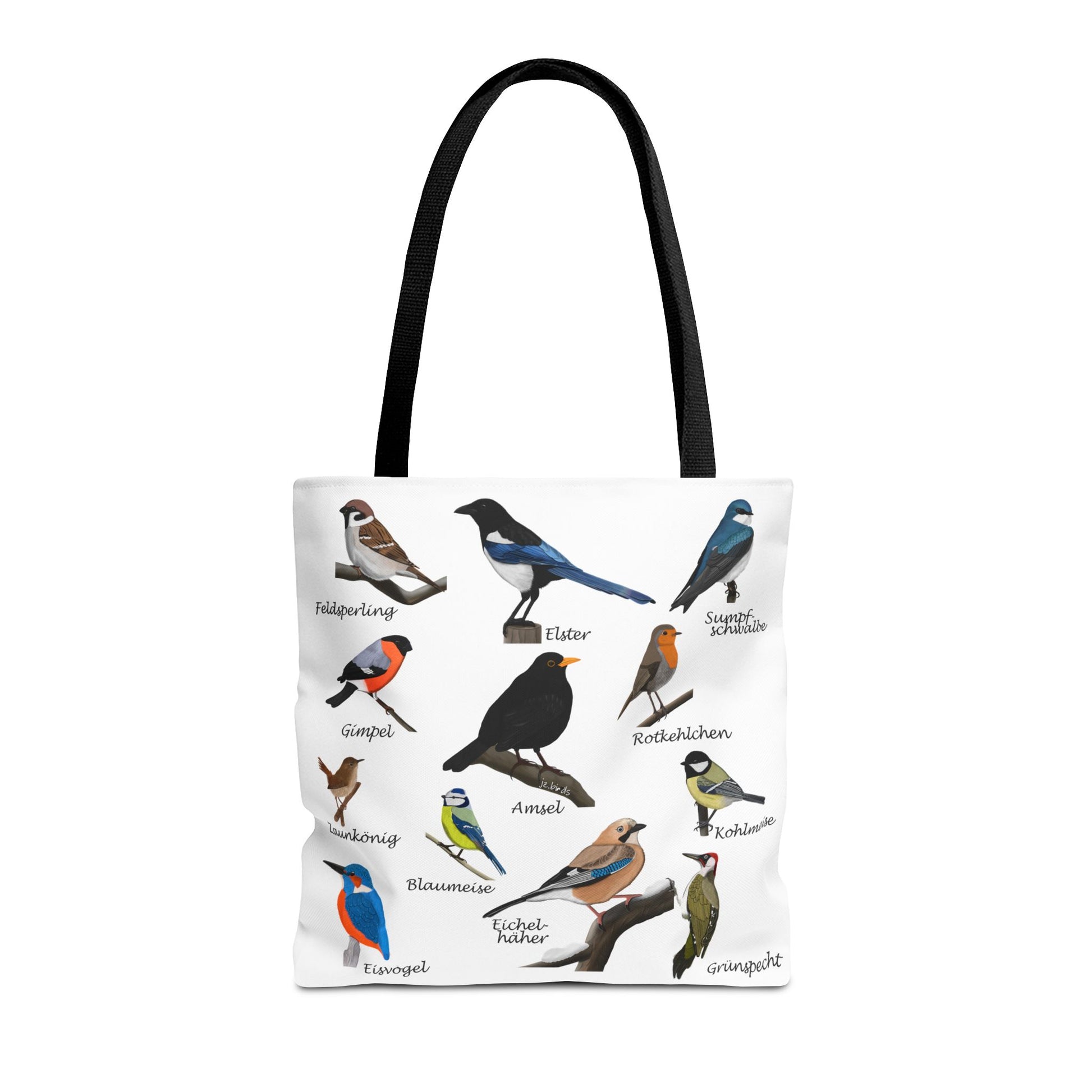 Gartenvögel Tragetasche 40x40cm Amsel Rotkehlchen Blaumeise Vogel Tasche