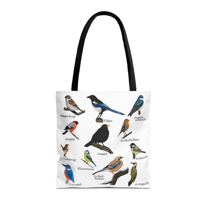 Gartenvögel Tragetasche 40x40cm Amsel Rotkehlchen Blaumeise Vogel Tasche