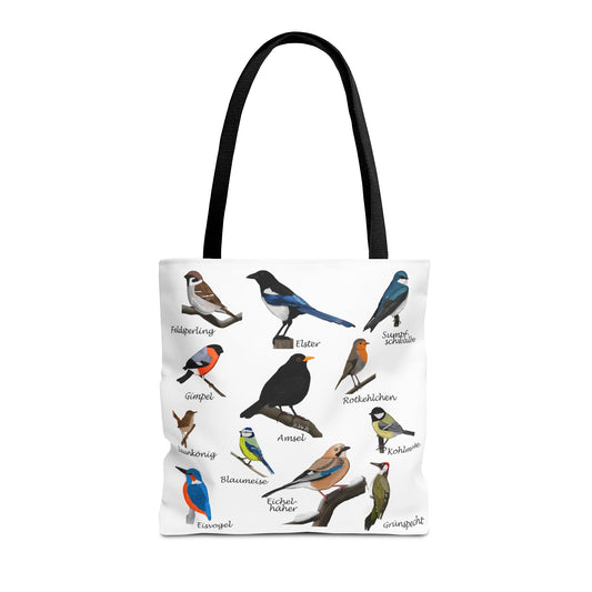Gartenvögel Tragetasche 40x40cm Amsel Rotkehlchen Blaumeise Vogel Tasche