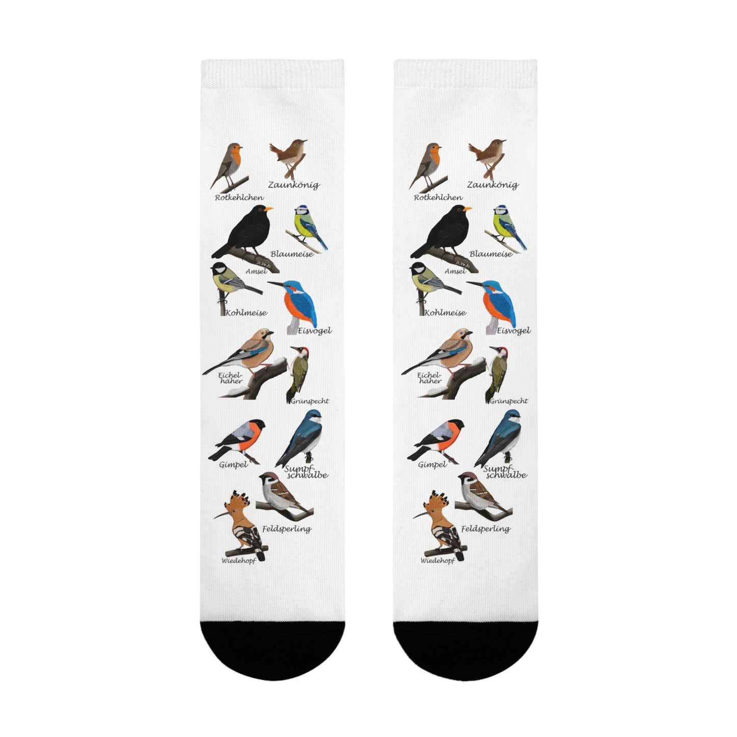Gartenvögel Amsel Rotkehlchen Blaumeise Wiedehopf Vogel Socken für Vogelfreunde & Vogelbeobachter Weiß