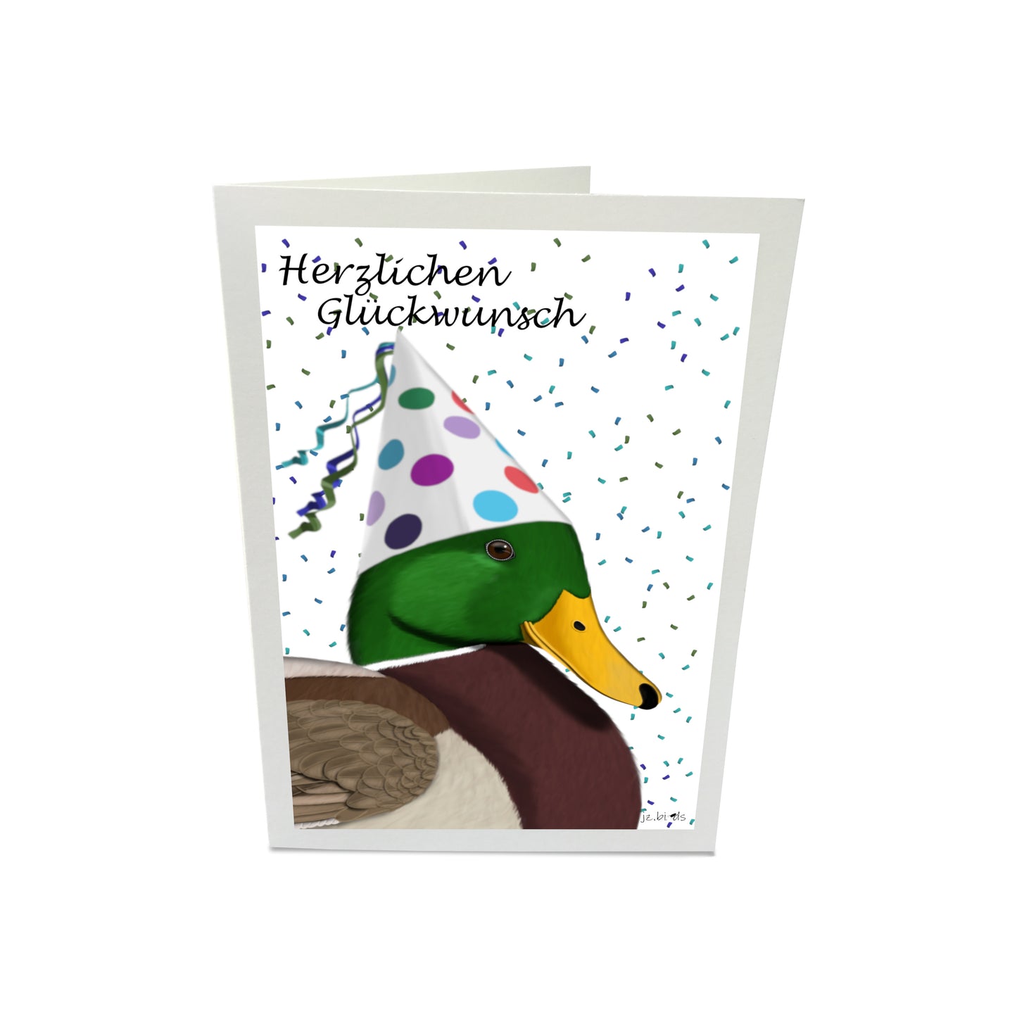 Geburtstagskarte Ente mit Partyhut Vogel Herzlichen Glückwunsch Glückwunschkarte mit Umschlag
