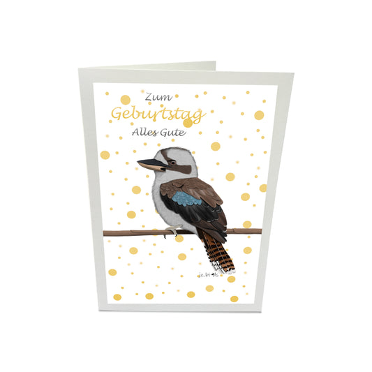 Geburtstagskarte Kookaburra Vogel Illustration Glückwunschkarte Alles Gute zum Geburtstag mit Umschlag