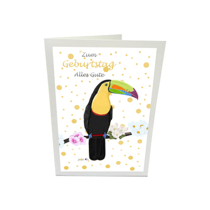 Geburtstagskarte Tukan Vogel Illustration Glückwunschkarte Alles Gute zum Geburtstag mit Umschlag