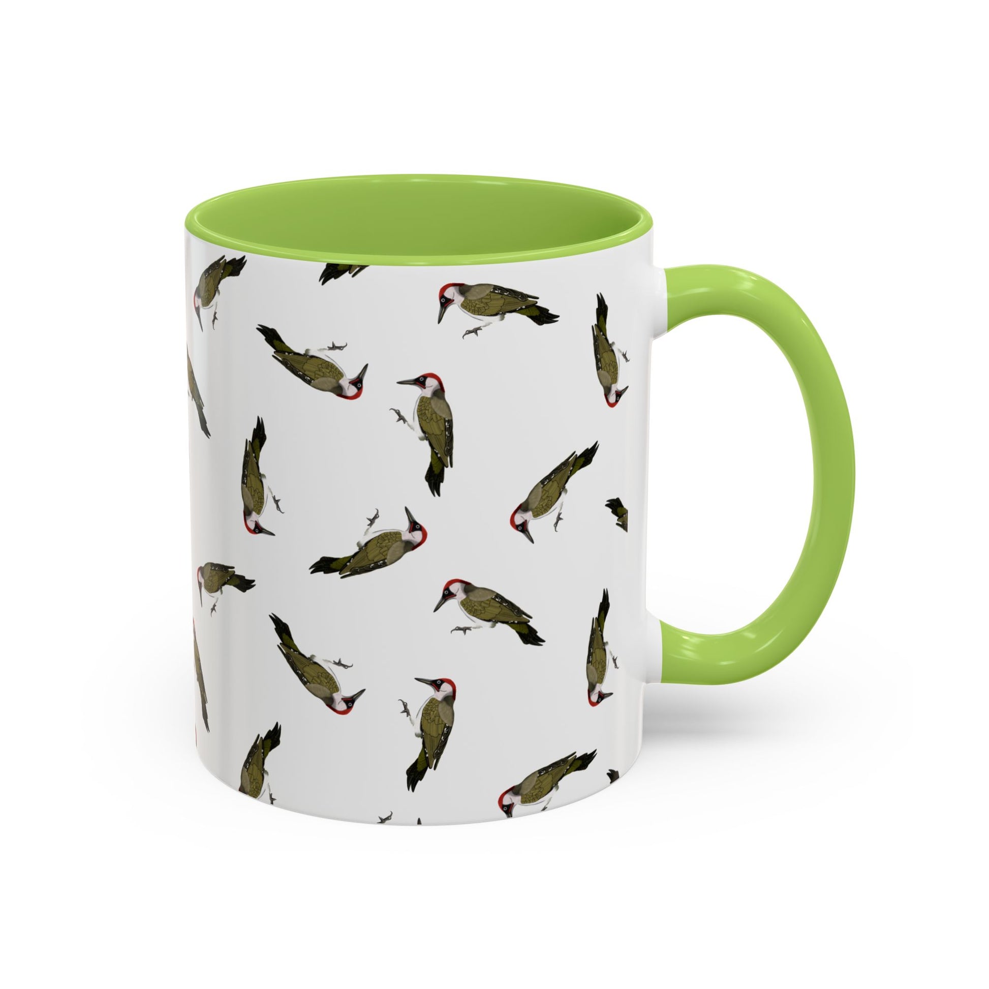 Grünspecht Tasse mit Streumuster | Vogelmotiv Kaffeebecher für Vogelbeobachter & Naturfreunde