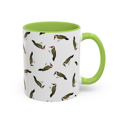 Grünspecht Tasse mit Streumuster | Vogelmotiv Kaffeebecher für Vogelbeobachter & Naturfreunde