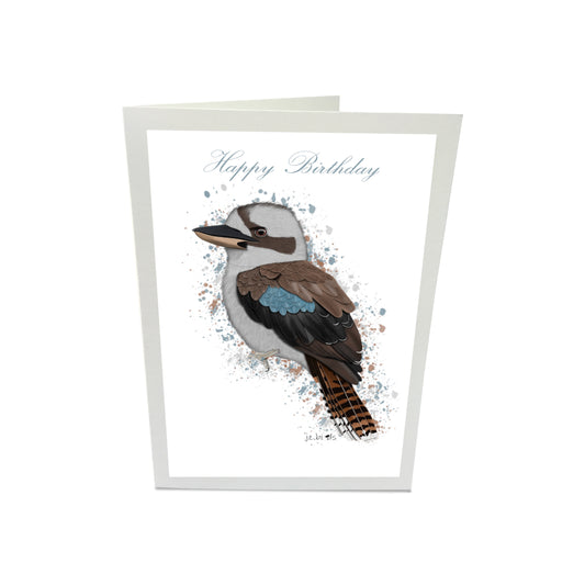 Geburtstagskarte Kookaburra Vogel Illustration Glückwunschkarte zum Geburtstag Happy Birthday mit Umschlag