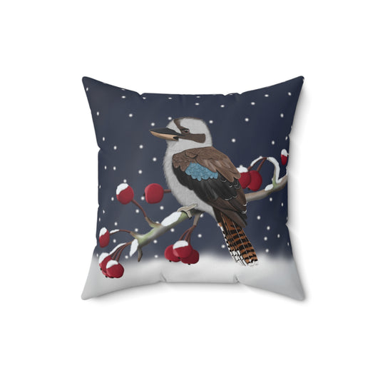 Kookaburra auf einem Ast im Schnee Vogelmotiv Kissen