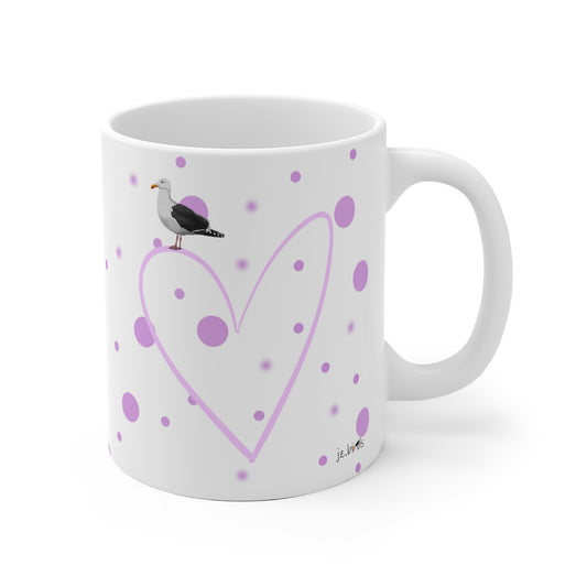 Möwe mit Herz Valentinstag Vogel Tasse Punkte Rosa