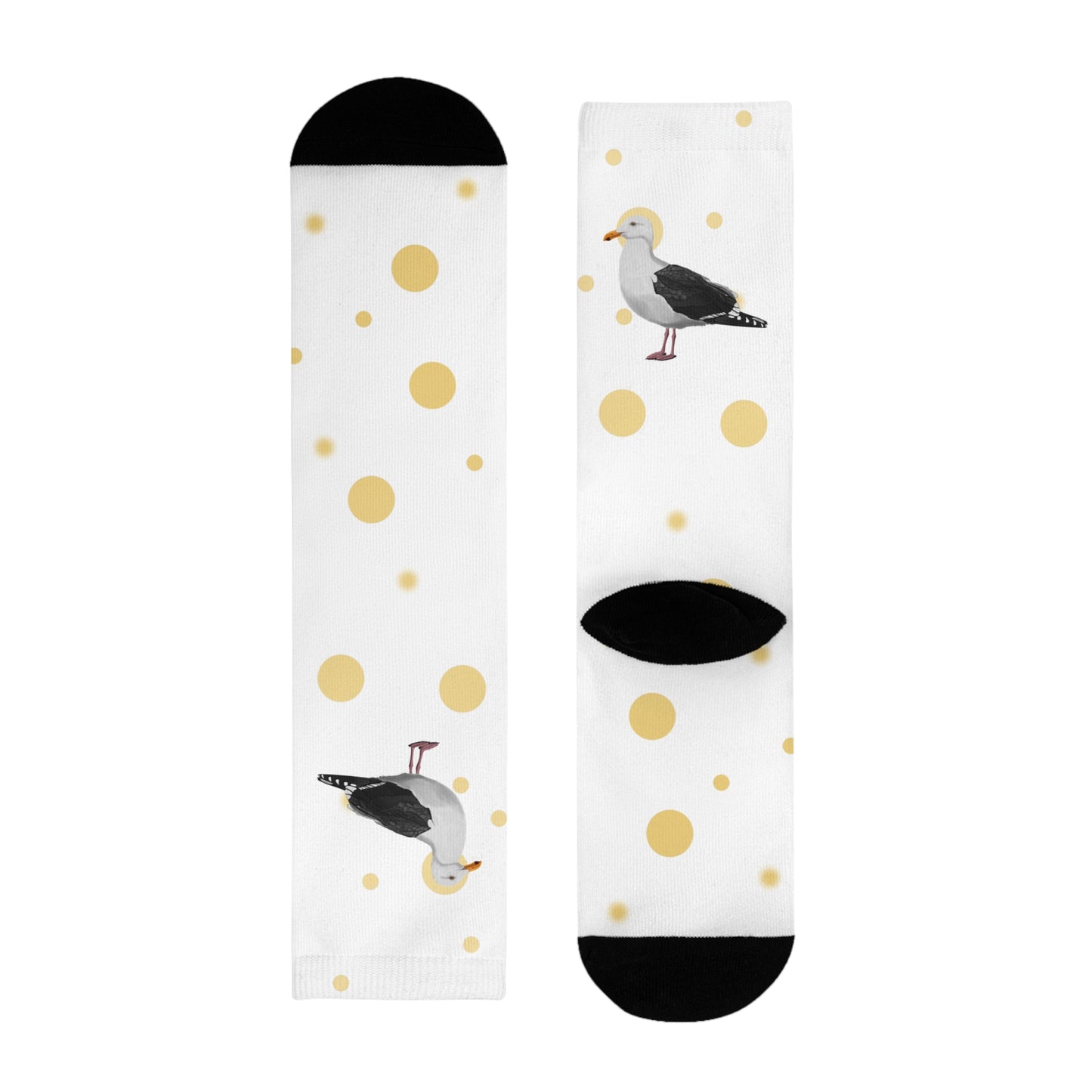 Möwe Vogel Socken mit Goldenen Punkten für Vogelfreunde & Vogelbeobachter Weiß