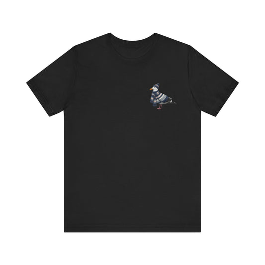 Möwe in Strick T-Shirt – Weiches Premium Shirt mit Winterlichem Vogelmotiv