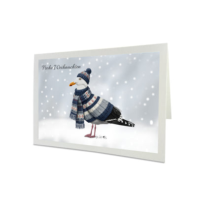 Möwe mit Strickpullover Weihnachtskarte Frohe Weihnachten Inklusive Umschlag