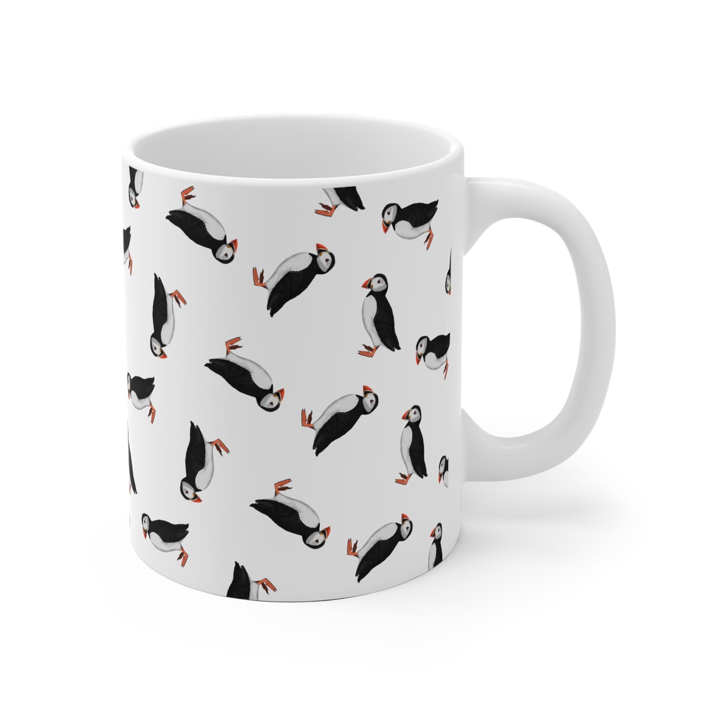 Papageitaucher Tasse mit Streumuster | Vogelmotiv Kaffeebecher für Vogelbeobachter & Naturfreunde
