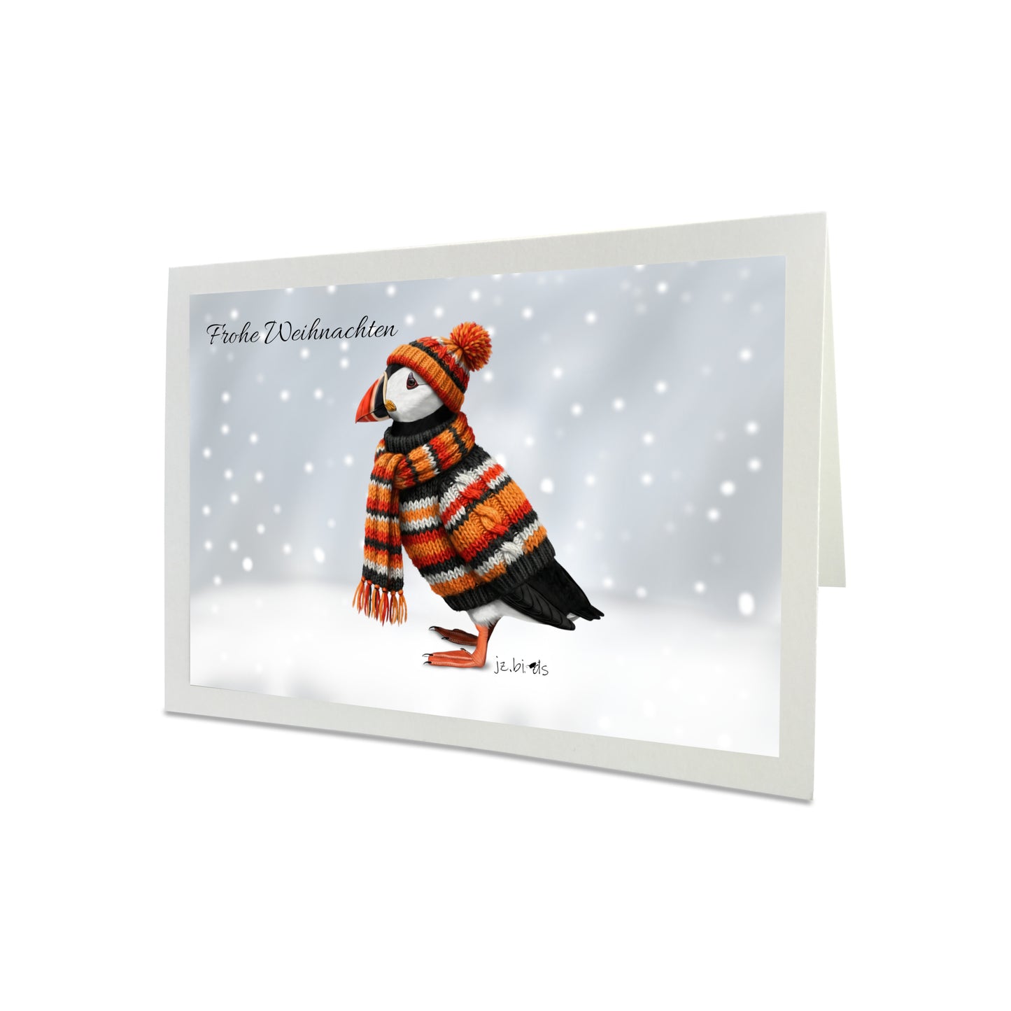 Papageitaucher mit Strickpullover Weihnachtskarte Frohe Weihnachten Inklusive Umschlag