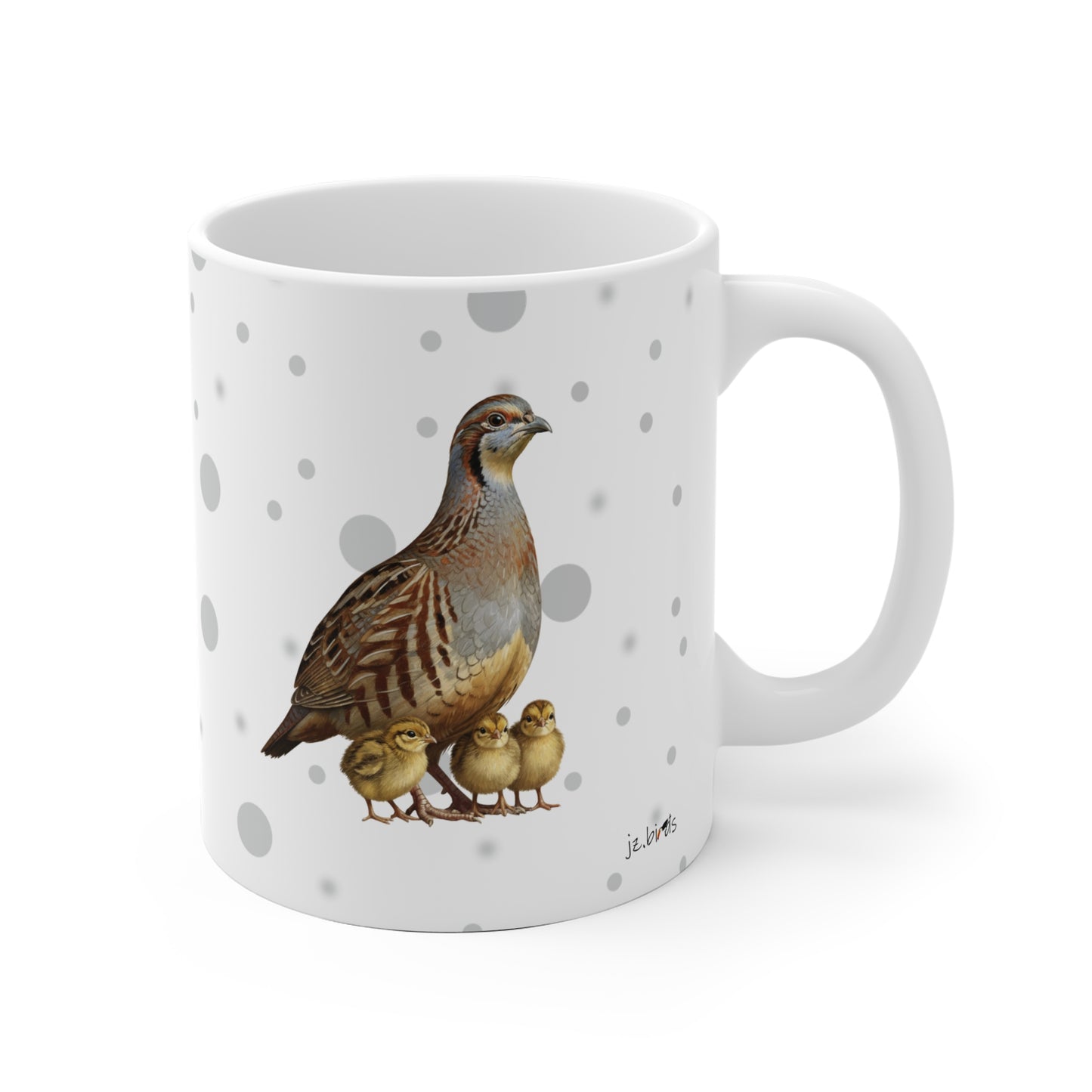Rebhuhn Vogel des Jahres 2026 Vogelmotiv Tasse Punkte Grau