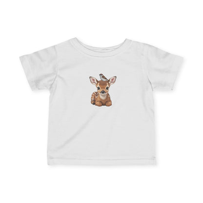 Rehkitz mit Feldsperling Baby T-Shirt Süßes Tiermotiv