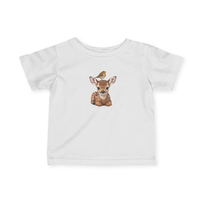 Rehkitz mit Rotkehlchen Baby T-Shirt Süßes Tiermotiv